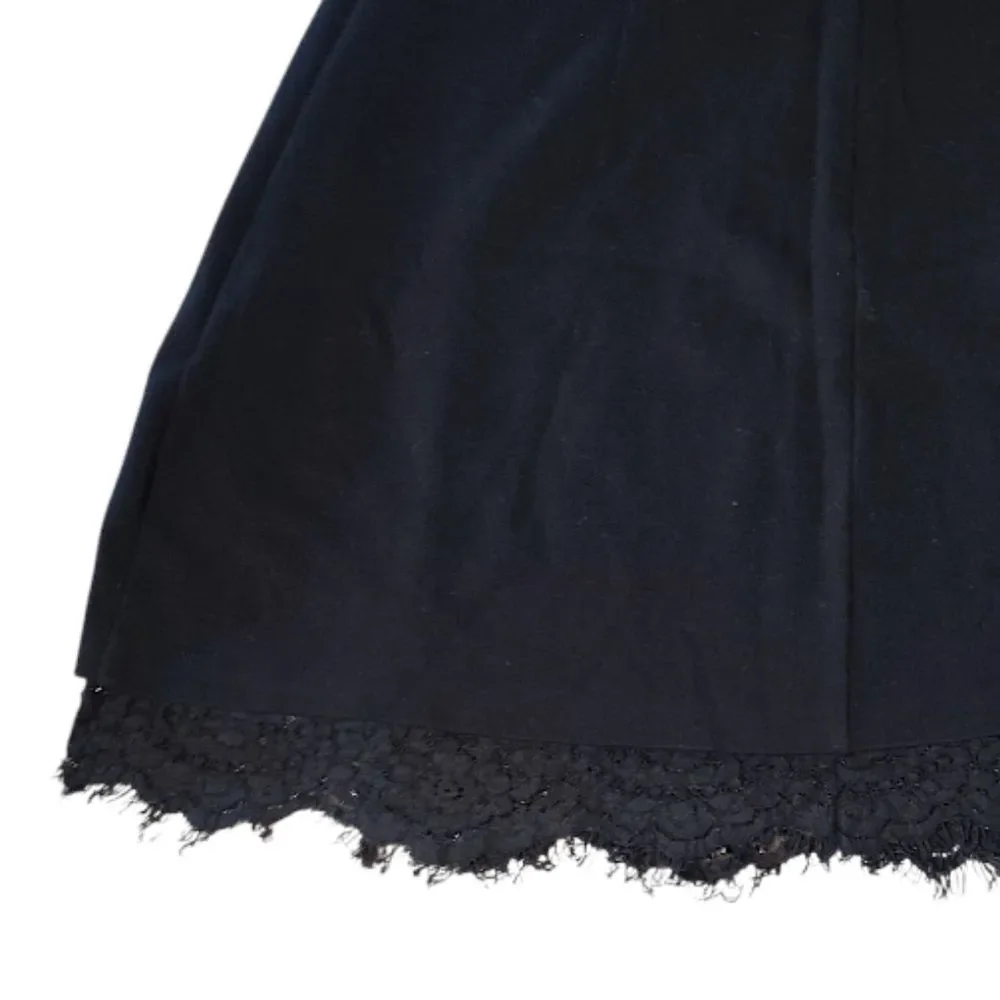 French Connection Y2K Black Floral Lace Trim Stretch Mini Skirt Size 12‎